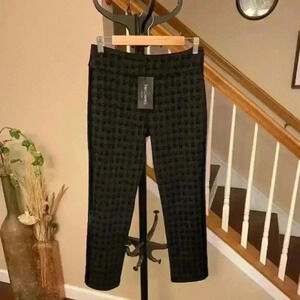 SARA CAMPBELL WOMEN FLOCKED HOUNDSTOOTH STRETCH PANTS. SIZE XS